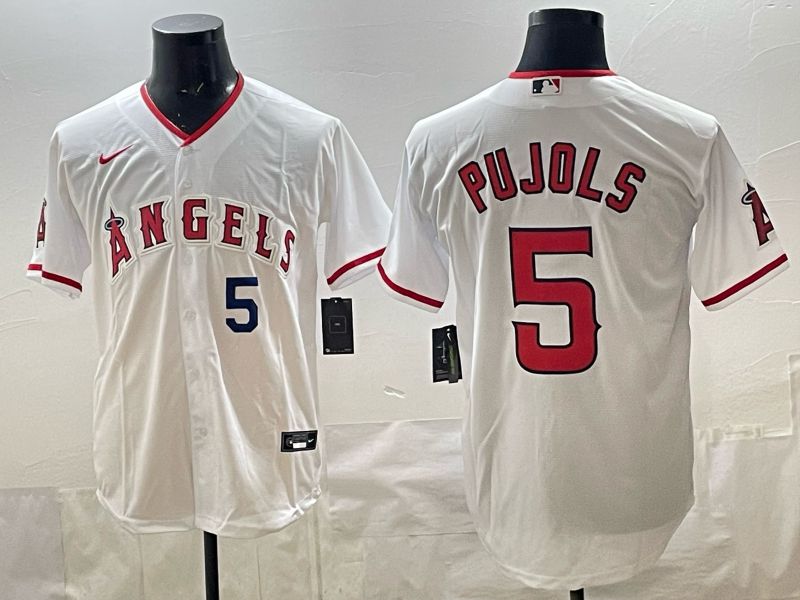 2026 Men Nike Los Angeles Angels #5 Pujols White Game MLB Jersey 02